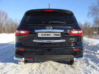 Защита задняя овальные уголки 75х42 мм ТСС для Infiniti JX35/QX60 2012-2016